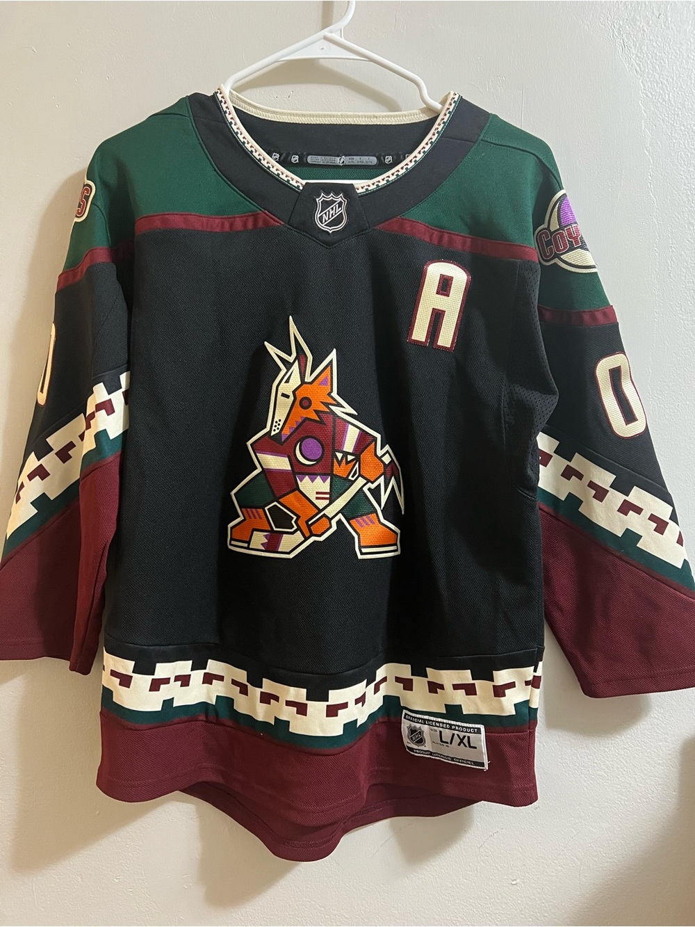 Arizona Coyotes Black/Green/Burgundy Reissue Hockey Jersey - Official NHL
